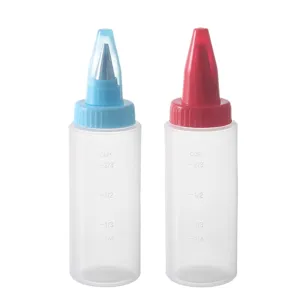 Bouteille Pressible en Plastique pour Cuisine Domestique avec Échelle Bouteille de Tuyauterie de Crème de Qualité Alimentaire Distributeur de Vinaigrette Outil de Cuisson