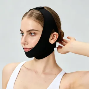 Detail view of the black face lifting bandage and anti-aging V-line slimming mask.