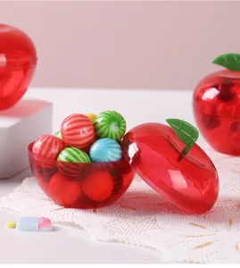 Apple shaped plastic favor box detail view, perfect for Christmas and wedding gifts.