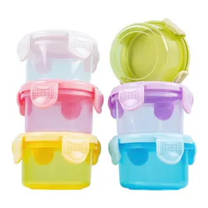 Multi-color baby food storage containers, sealed leakproof snack containers set for kids.