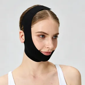Black V-line face lifting bandage breathable sleeping facial contour belt anti-aging tool.