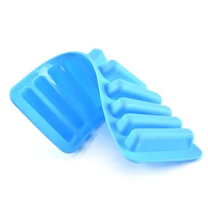 Blue silicone ice cube mold tray 10-cavity cylindrical DIY ice stick maker for home kitchen
