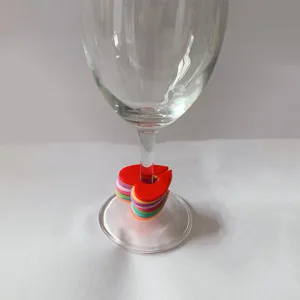 Colorful heart wine glass charms stem markers set for home party drink identifiers glass decor tags