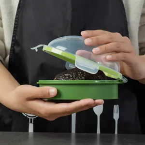 Reusable plastic avocado keeper container with clear dome lid for food fresh storage kitchen tool