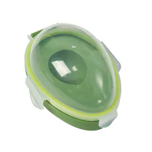 Avocado storage container with clear dome lid, fresh keeping box for fruit and vegetable storage.