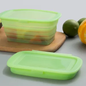 Contenedor de Alimentos de Silicona Plegable Fiambrera Hermética Caja Bento Plegable Portátil para Cocina Viaje Preparación de Comidas