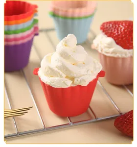 Colorful silicone baking cups double ear muffin molds for air fryer and home kitchen
