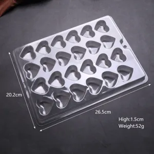 Stampo per cioccolato a cuore in plastica trasparente attrezzo cottura vassoio 26.5cm