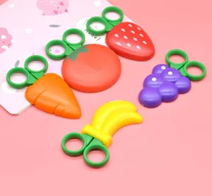 Children safe scissors set with cute fruit and vegetable handle designs for crafts