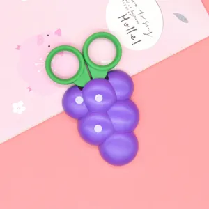 Cute grape shaped children safety scissors with green handles for craft art and school use