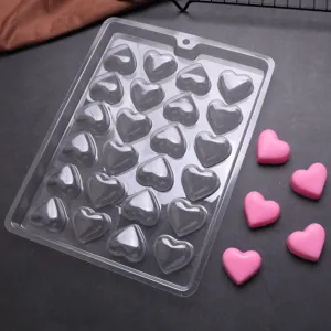 Vassoio stampo per cioccolata trasparente a forma di cuore per dolci DIY vista dettagli