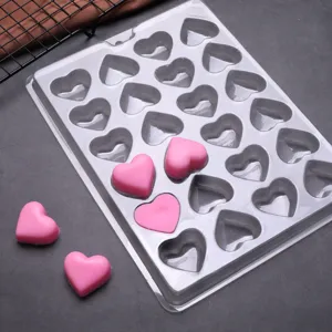 Stampo per cioccolato a cuore in PET trasparente utensile da forno DIY vassoio multi cavità