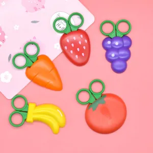 Creative Cute Fruit Shape Kids Safety Scissors Portable Plastic Stainless Steel Children Craft Scissors Student Cutting Tool