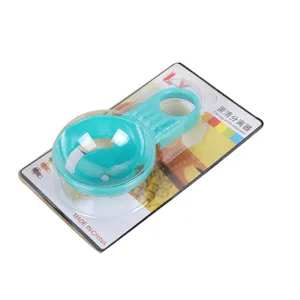 Plastic egg white separator tool with blister card packaging for baking kitchen use.