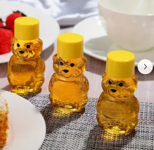 Bottiglia di miele d'orso in plastica trasparente, piccolo contenitore di succo, 60ml.