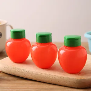 Mini Tarros de Especias de Plástico Forma de Tomate Contenedores de Condimentos Botellas Agitadoras de Sal y Pimienta