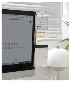 Clear acrylic computer monitor memo board and sticky note holder for office desk