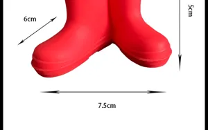 Mini rain boot toothbrush holder detail size view, cute bathroom storage accessory.