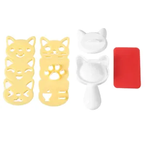 Cute cat rice ball mold set for kids bento accessories DIY sushi maker kitchen tools nice