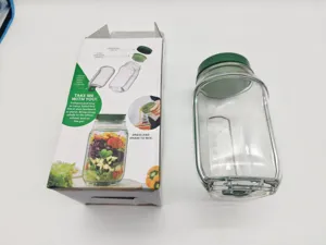 Plastik Salattopf mit Dressingkapsel und auslaufsicherem Deckel, tragbarer Behälter.