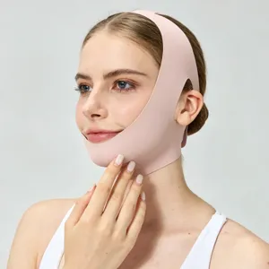 Pink V-line face lifting bandage breathable facial slimming mask strap for jaw shaping