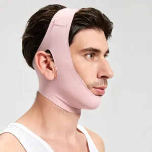 Breathable V-face lifting belt for jawline shaping and facial contouring detail view.