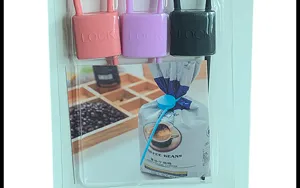 Multifunctional lock shaped silicone cable ties detail view, practical bundling storage rope set.