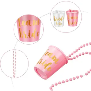 Bachelorette party plastic bead cups team bride wedding bridal shower cup with necklace