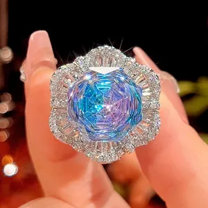 Millennial cut gradient gemstone luxury ring exquisite detail shot closeup view display
