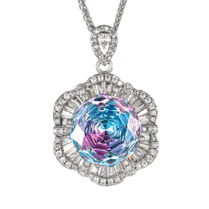 Elegant millennium cut gradient color gemstone pendant necklace luxury jewelry for women.