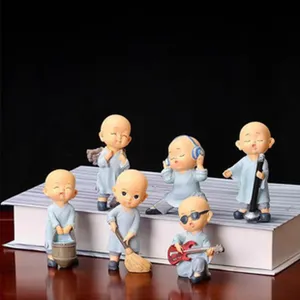Ensemble de figurines de moine en résine mignonne, décoration de bureau et cadeau créatif.