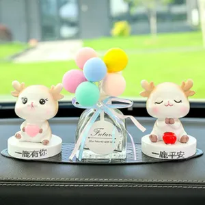 Cute deer and colorful balloon car dashboard ornament set, creative desktop decoration.
