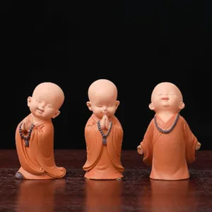 Ensemble figurines petit moine résine déco bureau mignonne zen décoration table paisible