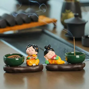Quemador de incienso de cerámica lindo personaje de dibujos animados decoración de mesa hogar