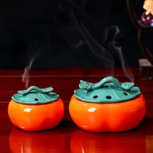 Set de quemador de incienso de cerámica caqui, bonita decoración de mesa de té.