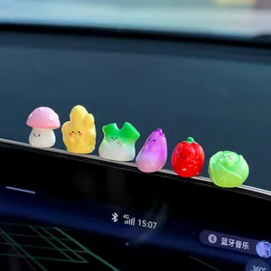 Cute cartoon vegetable mushroom car dashboard ornament resin miniature decor detail