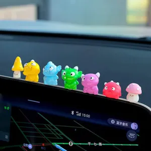 Car dashboard cute little monster and mushroom decorative ornaments cute interior toys set