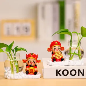 Vase de plantes hydroponiques Dieu de la richesse en résine créative bureau décor