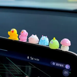 Cute car dashboard ornaments set, creative resin cartoon figurines for auto decoration, stylish.