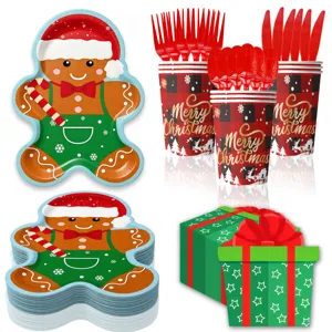 Weihnachten Lebkuchenmann Thema Party Dekoration Geschirr Pappteller Becher Servietten Festliche Partybedarf