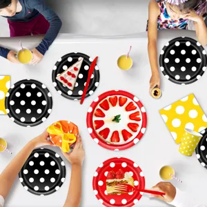 Disney Mickey tema fiesta de cumpleaños desechable platos vasos servilletas lunares vajilla