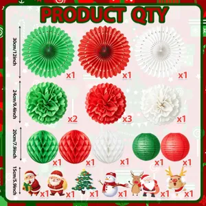 Weihnachten Deko Set Papier Fächer Pompoms Wabenbälle Hängende Party Dekoration Zubehör.