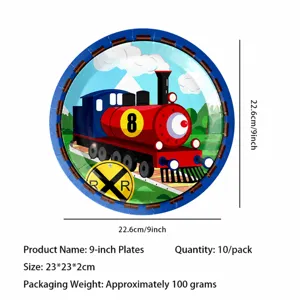Children birthday party train paper plates 9 inch disposable tableware 10pcs pack