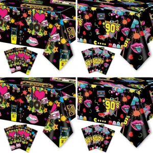 Nappe jetable de fête rétro années 80 90 nappe thème disco fournitures de fête d'anniversaire