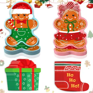 Weihnachtlicher Lebkuchenmann Pappteller Geschenkbox Socken Party Geschirr Set.
