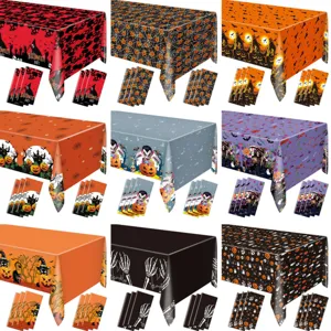 Halloween wegwerp tafelkleed pompoen skelet eng feest waterdichte tafelbekleding set
