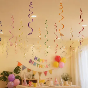 Kleurrijke PVC spiraal hangende feest decoratie voor plafond in gedetailleerde scène