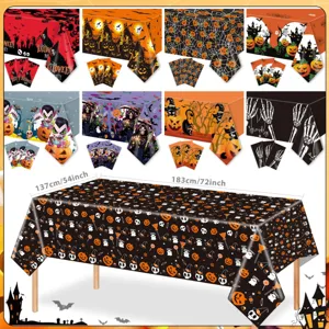 Halloween wegwerp tafelkleed waterdicht oliedicht pompoen skelet feest tafeldekking