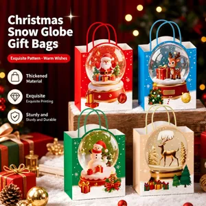 Christmas Snow Globe Gift Bags Thickened Kraft Paper Present Storage Holiday Party Supplies