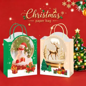 Christmas paper bag gift bags holiday festival snowman deer design party packaging supplies